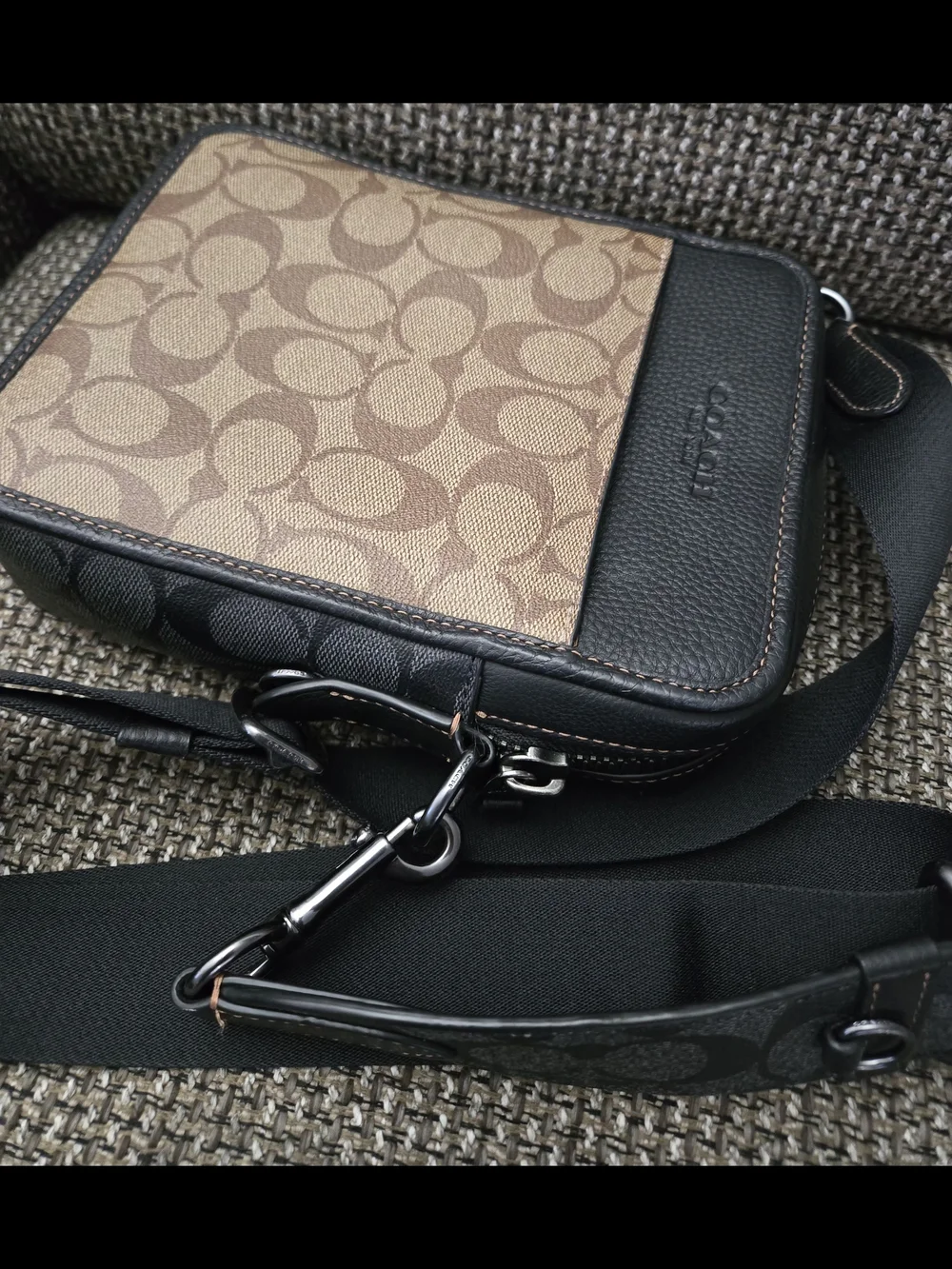 Coach Men’s Signature Canvas Crossbody Bag in Brown/Black